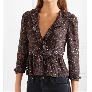 Madewell top | Anthropologie | Star Shirt Red White And Blue Blouse Long Sleeve